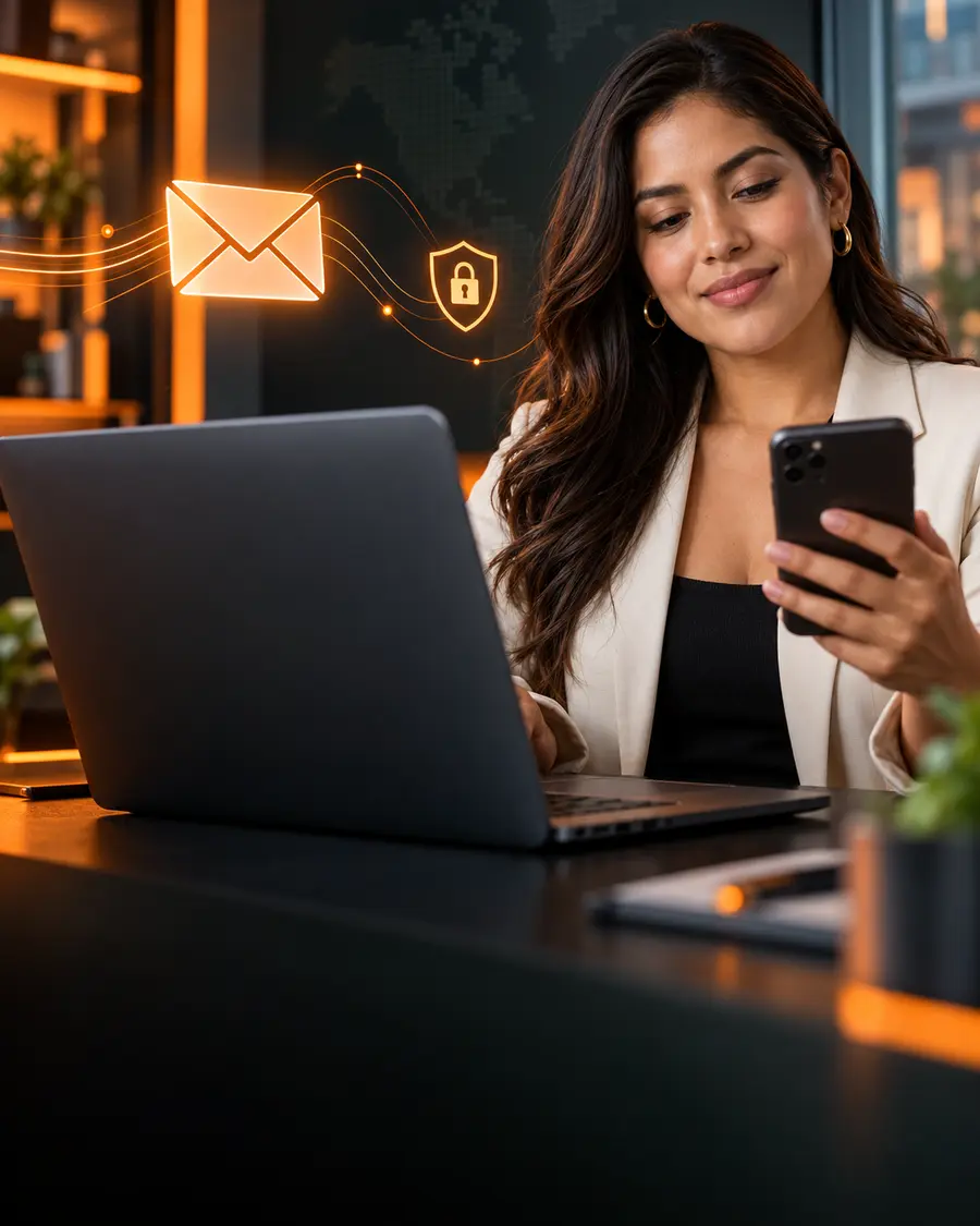 Profesional administrando correo corporativo